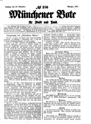 Münchener Bote für Stadt und Land Dienstag 28. November 1871