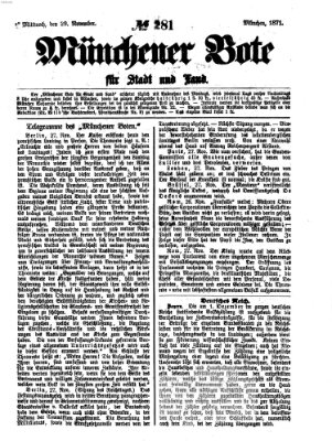 Münchener Bote für Stadt und Land Mittwoch 29. November 1871