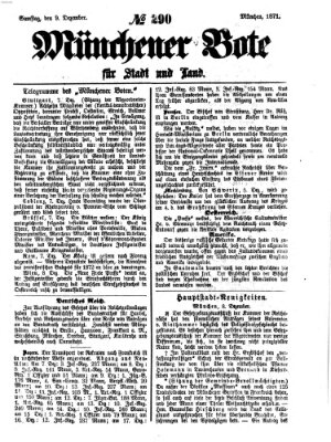 Münchener Bote für Stadt und Land Samstag 9. Dezember 1871