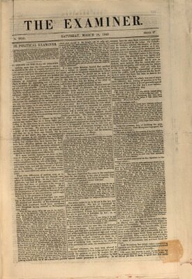 Examiner Samstag 18. März 1843