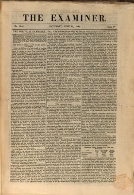 Examiner Samstag 17. Juni 1843