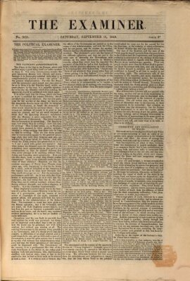 Examiner Samstag 16. September 1843