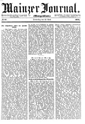 Mainzer Journal Donnerstag 13. April 1871