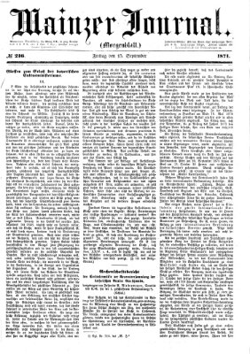 Mainzer Journal Freitag 15. September 1871