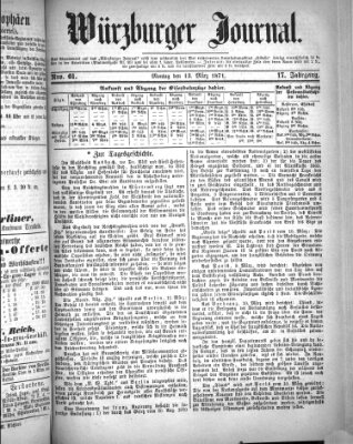 Würzburger Journal Montag 13. März 1871