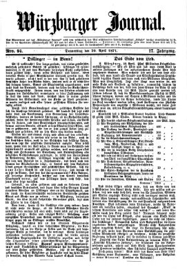 Würzburger Journal Donnerstag 20. April 1871