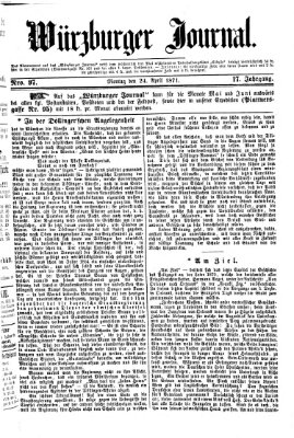 Würzburger Journal Montag 24. April 1871