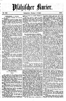 Pfälzischer Kurier Dienstag 1. Oktober 1867