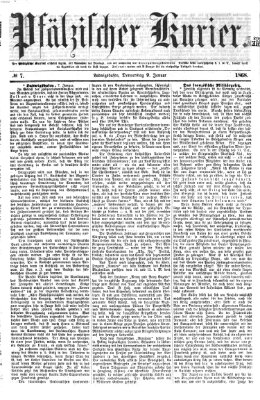 Pfälzischer Kurier Donnerstag 9. Januar 1868