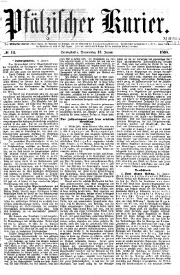 Pfälzischer Kurier Donnerstag 16. Januar 1868