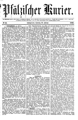 Pfälzischer Kurier Samstag 22. Februar 1868