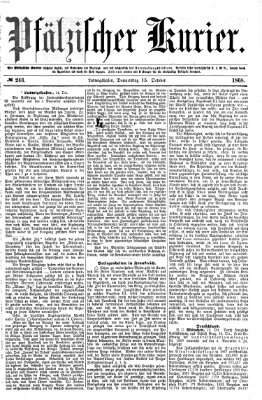 Pfälzischer Kurier Donnerstag 15. Oktober 1868