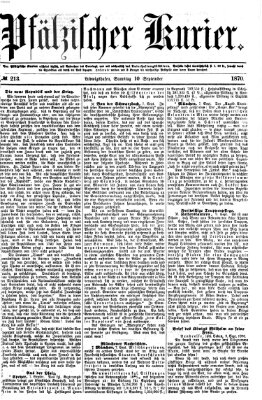 Pfälzischer Kurier Samstag 10. September 1870