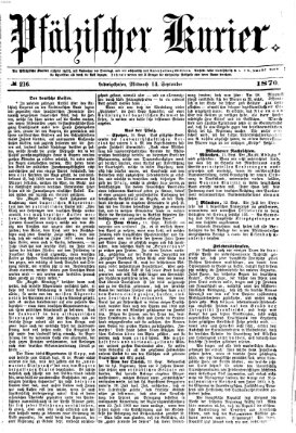 Pfälzischer Kurier Mittwoch 14. September 1870