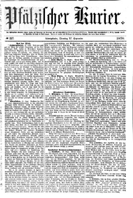 Pfälzischer Kurier Dienstag 27. September 1870