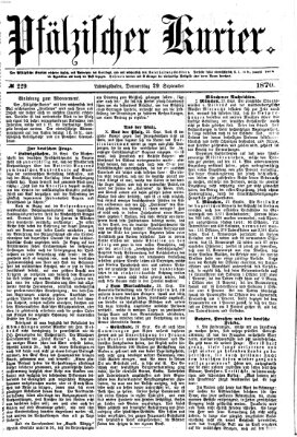 Pfälzischer Kurier Donnerstag 29. September 1870