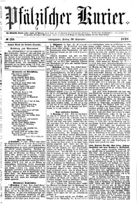 Pfälzischer Kurier Freitag 30. September 1870