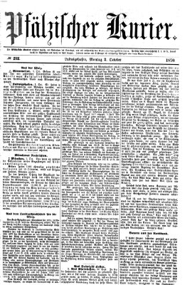 Pfälzischer Kurier Montag 3. Oktober 1870