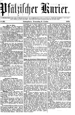 Pfälzischer Kurier Donnerstag 6. Oktober 1870