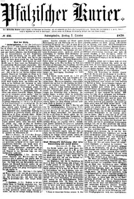 Pfälzischer Kurier Freitag 7. Oktober 1870