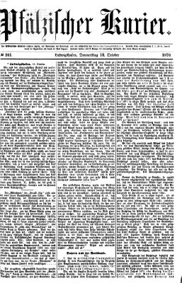 Pfälzischer Kurier Donnerstag 13. Oktober 1870