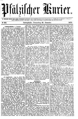 Pfälzischer Kurier Donnerstag 10. November 1870