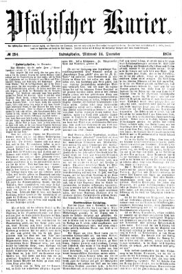 Pfälzischer Kurier Mittwoch 14. Dezember 1870