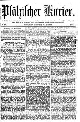 Pfälzischer Kurier Donnerstag 29. Dezember 1870