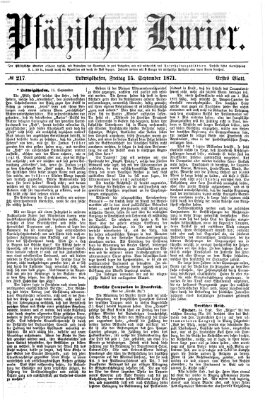 Pfälzischer Kurier Freitag 15. September 1871