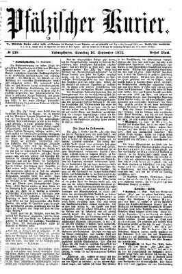 Pfälzischer Kurier Samstag 16. September 1871