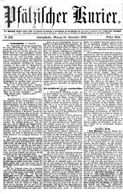 Pfälzischer Kurier Montag 18. September 1871