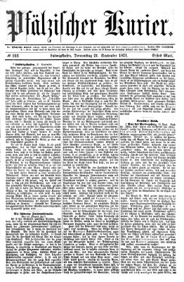 Pfälzischer Kurier Donnerstag 21. September 1871