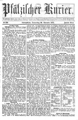 Pfälzischer Kurier Donnerstag 23. November 1871