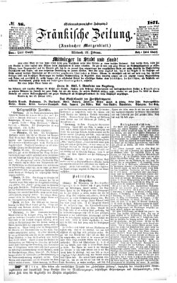 Fränkische Zeitung (Ansbacher Morgenblatt) Mittwoch 22. Februar 1871