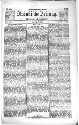 Fränkische Zeitung (Ansbacher Morgenblatt) Samstag 22. April 1871