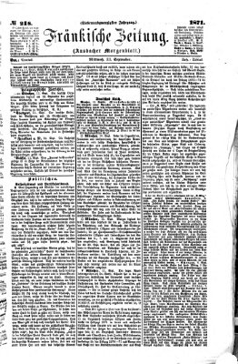 Fränkische Zeitung (Ansbacher Morgenblatt) Mittwoch 13. September 1871