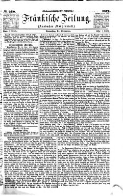 Fränkische Zeitung (Ansbacher Morgenblatt) Donnerstag 14. September 1871