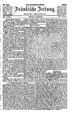 Fränkische Zeitung (Ansbacher Morgenblatt) Samstag 16. September 1871