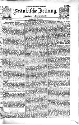 Fränkische Zeitung (Ansbacher Morgenblatt) Dienstag 21. November 1871