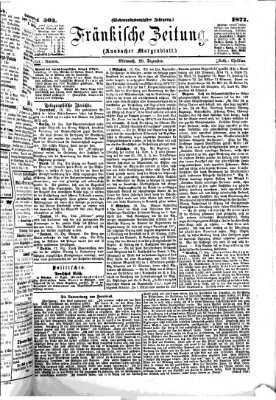 Fränkische Zeitung (Ansbacher Morgenblatt) Mittwoch 20. Dezember 1871