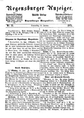 Regensburger Anzeiger Donnerstag 12. Januar 1871