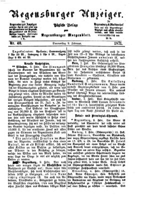 Regensburger Anzeiger Donnerstag 9. Februar 1871