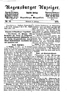 Regensburger Anzeiger Mittwoch 15. Februar 1871