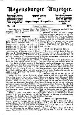 Regensburger Anzeiger Sonntag 16. April 1871