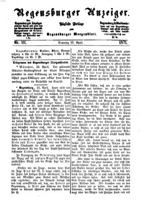 Regensburger Anzeiger Sonntag 23. April 1871