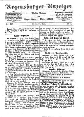 Regensburger Anzeiger Montag 24. April 1871