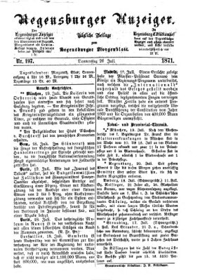 Regensburger Anzeiger Donnerstag 20. Juli 1871