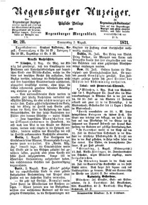 Regensburger Anzeiger Donnerstag 3. August 1871