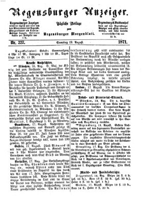 Regensburger Anzeiger Samstag 19. August 1871