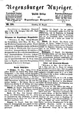 Regensburger Anzeiger Dienstag 22. August 1871